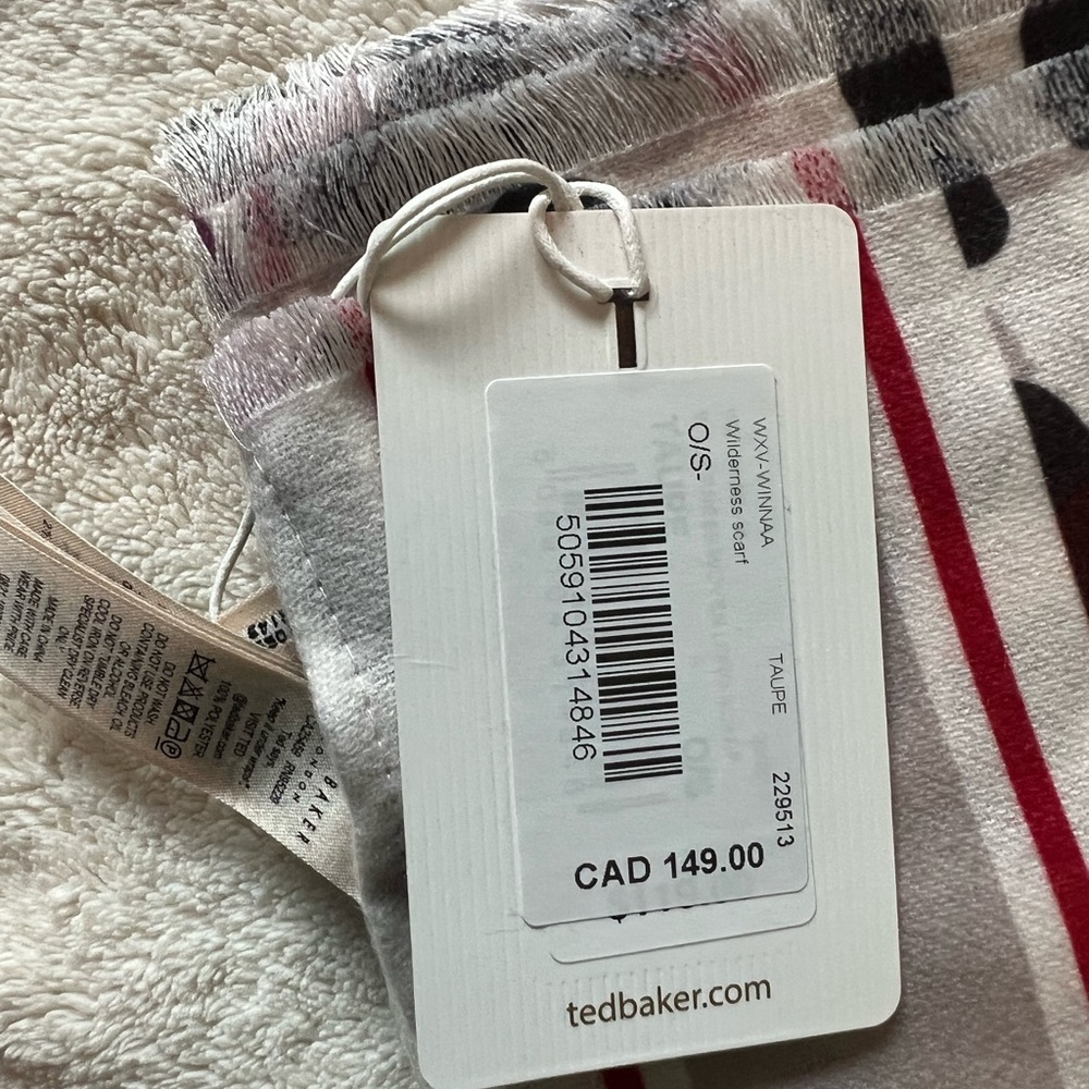 Ted Baker London White and Black Leopard Print Scarf - Picture 5 of 7